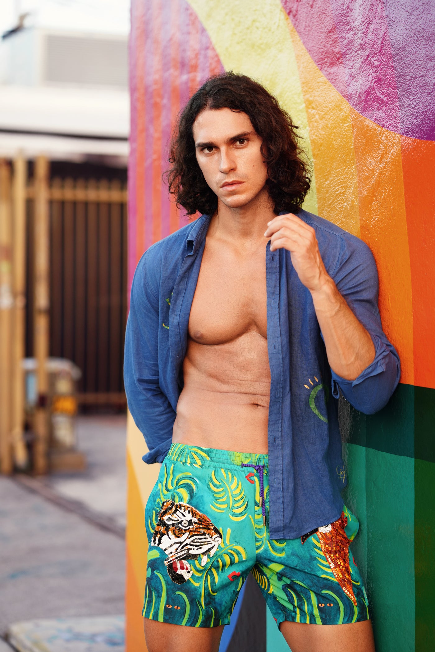 Bisous x Tiger & Bird Swim Shorts - Hand-embroidered Collector's edition